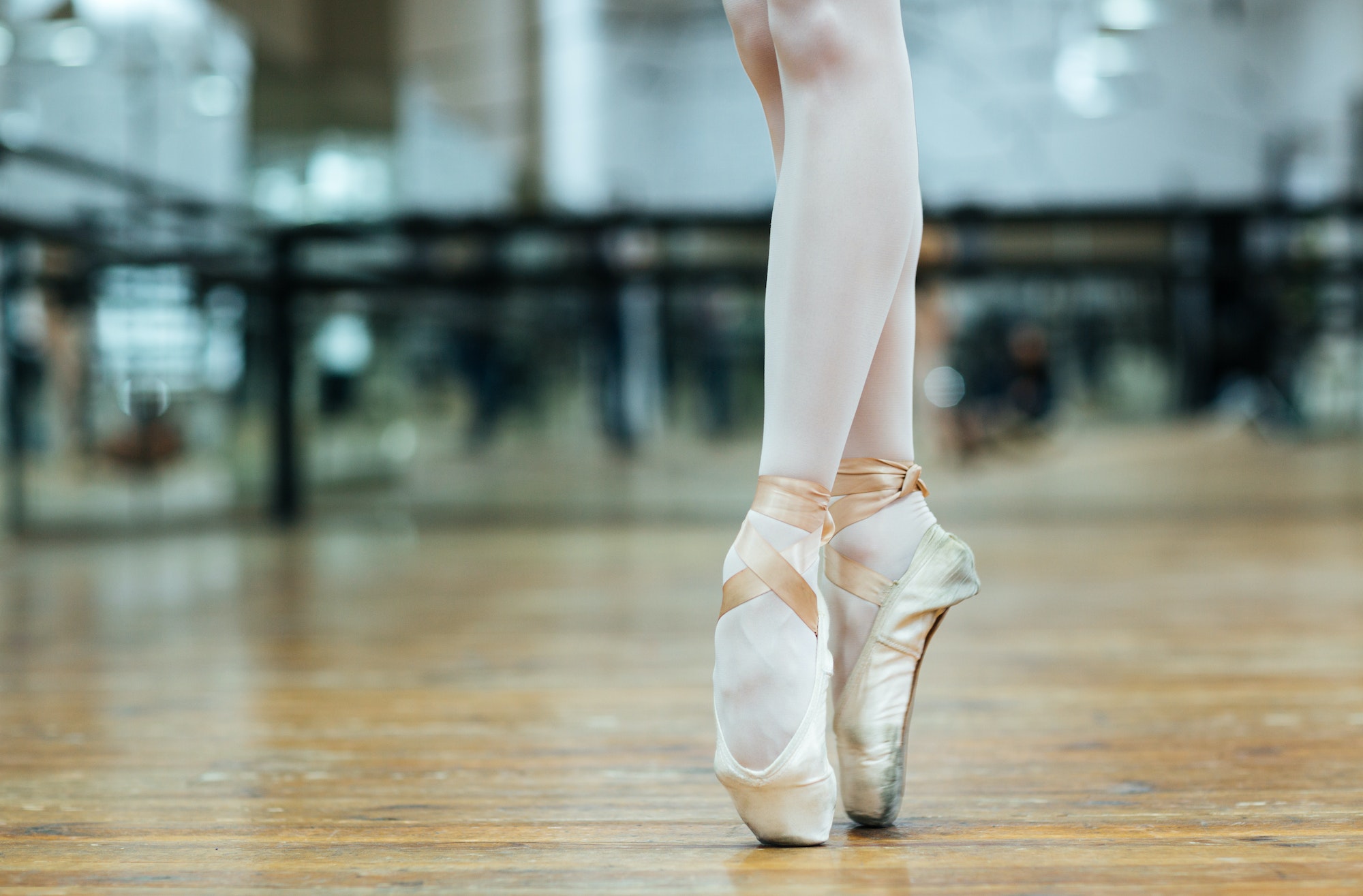 Female ballet dancer standing on toes