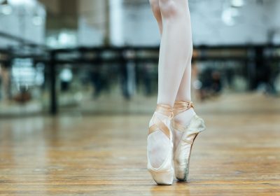 Female ballet dancer standing on toes